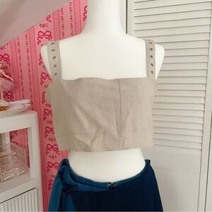 Zara Beige Studded Strap Crop Top